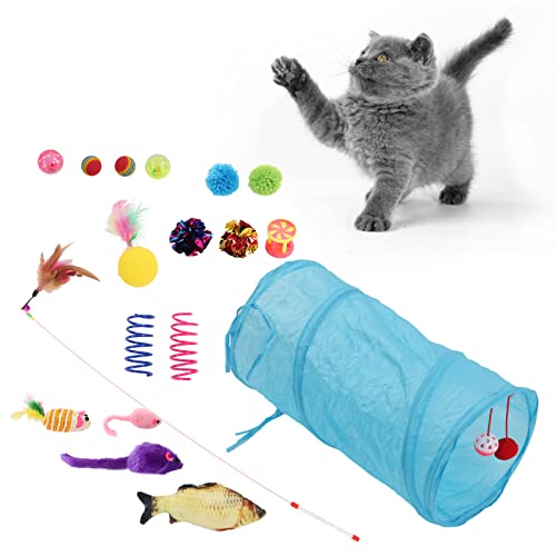 OKJHFD Katzenspielzeug-Set, interaktiver zusammenklappbarer Katzentunnel, Katzen-Stäbchen, Glockenball, Sisal-Maus, simulierter Fisch für Katzen, Welpen, Kätzchen im Innenbereich OKJHFD Katzenspielzeug-Set, interaktiver zusammenklappbarer Katzentunnel, Katzen-Stäbchen, Glockenball, Sisal-Maus, simulierter Fisch für Katzen, Welpen, Kätzchen im Innenbereich von OKJHFD