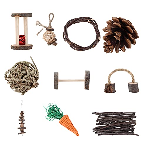OKJHFD Kauspielzeug-Set für Hamster, Backenzahnspielzeug für kleine Tiere, Langeweilebrecher für Meerschweinchen, Aktivitätsspielzeug aus Holz, Zubehör für Meerschweinchen, Chinchillas, von OKJHFD