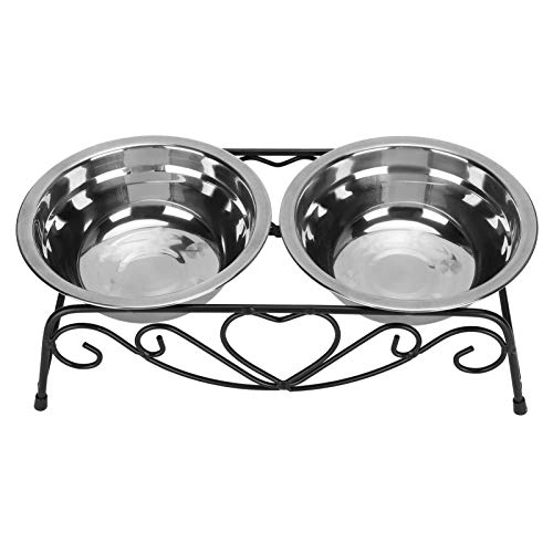 OKJHFD Stainless Steel Pet Bowl, High End Neck Protection Pet Bowl, Double Meal Feeder, Dual Purpose Food and Water Bowl with Iron Stand, Very Suitable for Small Dogs, Puppies, and Large Dogs von OKJHFD