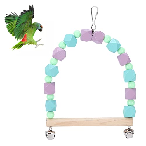 Vogel-Papageienschaukel, Holzvogel-Schaukel aus farbigem Holzblock, hängendes farbiges Vogelkäfig-Hängematten-Schaukelspielzeug für Papageien, Sittiche, Nymphensittiche, Vogel-Papageienschaukel, Holzvogel-Schaukel aus farbigem Holzblock, hängendes farbiges Vogelkäfig-Hängematten-Schaukelspielzeug für Papageien, Sittiche, Nymphensittiche, von OKJHFD
