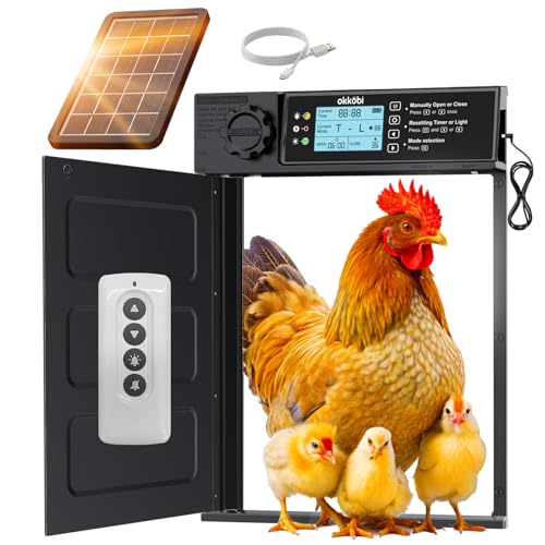 Okkobi Hühnerklappe Automatisch Solar - PRO Version - Automatische hühnerklappe mit Fernbedienung, Lichtsensor & Timer - Seelenfrieden: Sicherheitsmechanismus - LCD Display - 5 Jahre Schutz Okkobi Hühnerklappe Automatisch Solar - PRO Version - Automatische hühnerklappe mit Fernbedienung, Lichtsensor & Timer - Seelenfrieden: Sicherheitsmechanismus - LCD Display - 5 Jahre Schutz von OKKÖBI