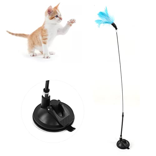 OKOVO Katzen-Feder-Sauger-Spielzeug mit Glocke, interaktives Kätzchen, lustiger Teaser-Zauberstab, Haustier-Aktivitäts-Verfolgungsspielzeug, Indoor-Kitty-Stick-Spielzeug für Kätzchen, (Feather Blue) OKOVO Katzen-Feder-Sauger-Spielzeug mit Glocke, interaktives Kätzchen, lustiger Teaser-Zauberstab, Haustier-Aktivitäts-Verfolgungsspielzeug, Indoor-Kitty-Stick-Spielzeug für Kätzchen, (Feather Blue) von OKOVO