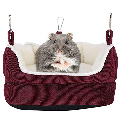 OKOVO Warmes Hamster-Hängemattenhaus, weiches Bett, kleines Haustierhaus, Tiere, Hamster zum Aufhängen, abnehmbare, waschbare kleine Haustier-Baumwollhaus-Hängematte, Weinrot OKOVO Warmes Hamster-Hängemattenhaus, weiches Bett, kleines Haustierhaus, Tiere, Hamster zum Aufhängen, abnehmbare, waschbare kleine Haustier-Baumwollhaus-Hängematte, Weinrot von OKOVO