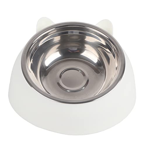 PET Tilted Feeder SCHÜSSEL 15 Grad Hals Schutz CAT KLEINE Hund EINFACH REINIGEN Edelstahl (Weiß) von OKOVO