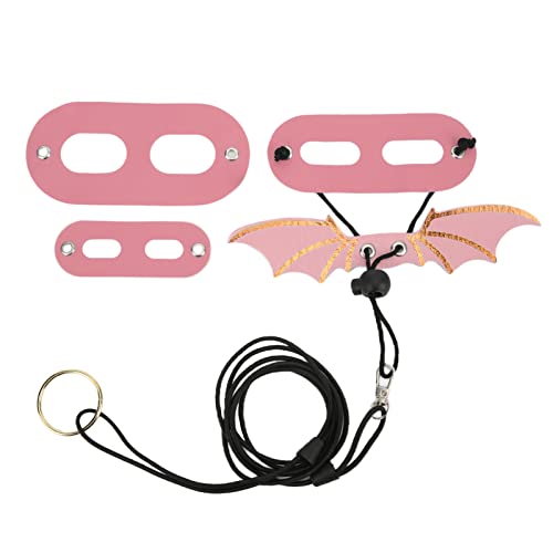 Verstellbare Eidechsenleine, Bartagamengeschirr und Leine, weiches Ledergeschirr, Eidechsenleine mit Flügel für kleine, mittelgroße und große Eidechsen, Reptilien, Amphibien, Tiere (Rosa) von OKOVO