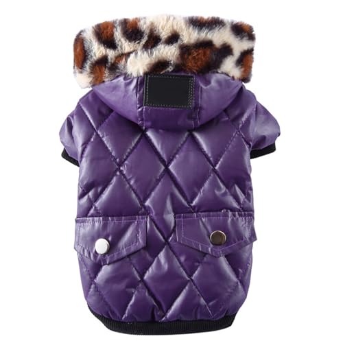 Warme Hundemäntel, bequem, einfach anzuziehen, stilvolle Hundejacke für kaltes Wetter mit Kunstfellkragen, Winter-Hundekleidung, Warmer Hundemantel (Purple XXL) von OKOVO