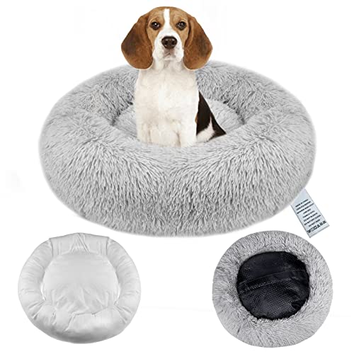 OKPOW Donut-Hundebett, extra groß, waschbar, Anti-Angst, beruhigend, gemütlich, flauschig, Plüsch, Welpen, Kätzchen, rund, superweich, kuschelig, Haustier-Katzenbett für Hauskatzen, Hellgrau OKPOW Donut-Hundebett, extra groß, waschbar, Anti-Angst, beruhigend, gemütlich, flauschig, Plüsch, Welpen, Kätzchen, rund, superweich, kuschelig, Haustier-Katzenbett für Hauskatzen, Hellgrau von OKPOW