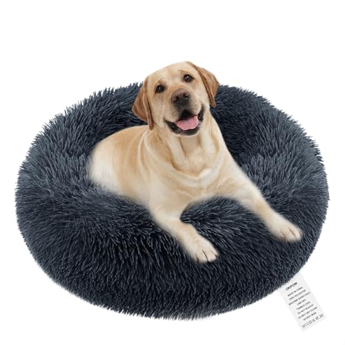 OKPOW Donut Hundebett Fuer Grosse Hunde - Flauschig Welpenbett Rund Kuscheliges - Anti Angst Katzenbett Comfy - Plüsch Haustierbett Waschbar OKPOW Donut Hundebett Fuer Grosse Hunde - Flauschig Welpenbett Rund Kuscheliges - Anti Angst Katzenbett Comfy - Plüsch Haustierbett Waschbar von OKPOW
