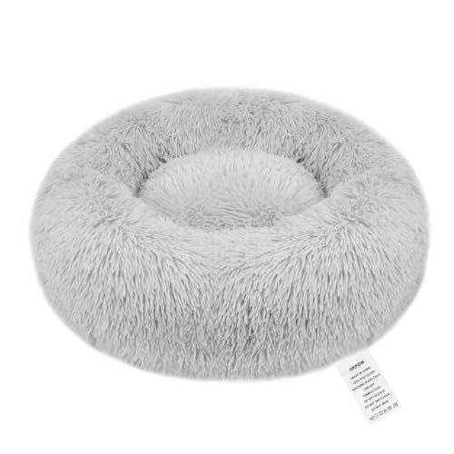 OKPOW Donut Hundebett Fuer Grosse Hunde - Flauschig Welpenbett Rund Kuscheliges - Anti Angst Katzenbett Comfy - Plüsch Haustierbett Waschbar von OKPOW