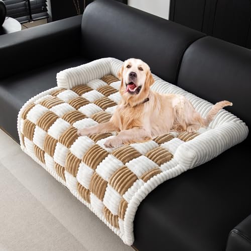 OKYUK Hundebett, super bequemer Hundekorb, Hundesofa, Sofabezug, Handwäsche, rutschfest, geeignet für Hunde (Hellbraun, L 75 x B 75 x H 13 cm) von OKYUK