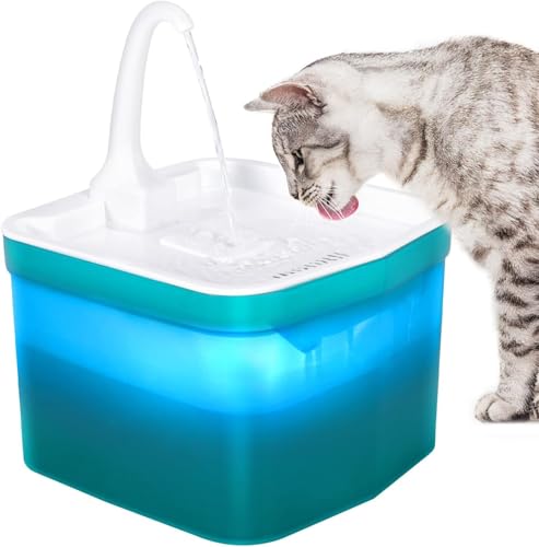 Katzen Wasserbrunnen, Haustier Elektrische Automatische, Ultra Leise Katzenbrunnen für den Innenbereich, Katze Gesunder Trinkbrunnen für Kleine bis Mittlere Hund Katze (Blau, 2L) von OKYUK