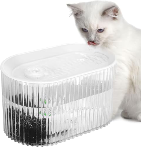 Katzen Wasserbrunnen, Haustier Elektrische Automatische, Ultra Leise Katzenbrunnen für den Innenbereich, Katze Gesunder Trinkbrunnen für Kleine bis Mittlere Hund Katze (Transparent, 1.5L) von OKYUK
