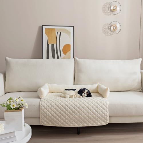 OKYUK Hundebetten Hundekissen - Sofaschutz, handgefertigtes Hundebett waschbar, hundekissen，Couchkissen, Hundematte Flauschiges Hundebett für große, mittelgroße & kleine HundeGrosse (Beige，75× 75cm) von OKYUK