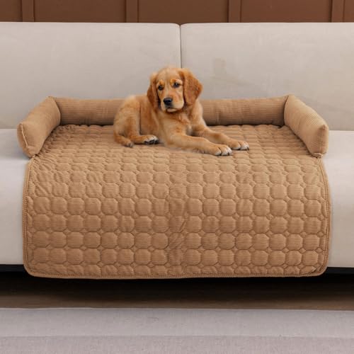 OKYUK Hundedecke Sofa, rutschfest Sofaschutz Hund, Hundebett für Sofa Waschbar Hundedecke, Hundekissen mittelgroße Hunde (Braun, 90 * 90cm) von OKYUK