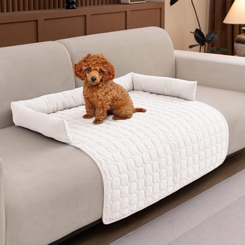 OKYUK Hundedecke Sofa, rutschfest Sofaschutz Hund, Hundebett für Sofa Waschbar Hundedecke, Hundekissen mittelgroße Hunde (Cremefarben, 75 * 75cm) von OKYUK