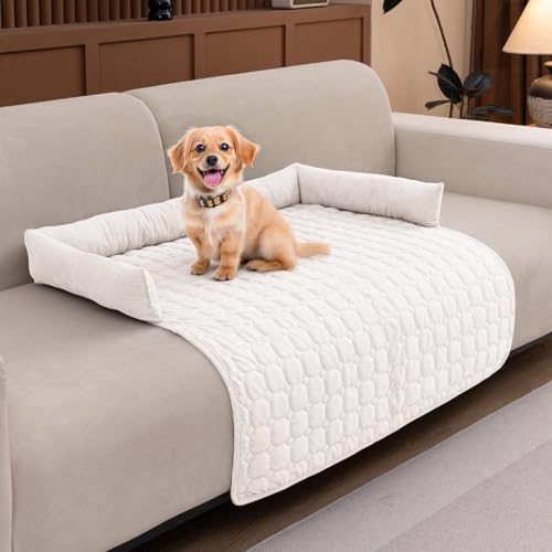OKYUK Hundedecke Sofa, rutschfest Sofaschutz Hund, Hundebett für Sofa Waschbar Hundedecke, Hundekissen mittelgroße Hunde (Cremefarben, 90 * 90cm) von OKYUK