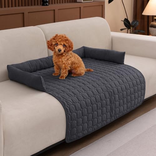 OKYUK Hundedecke Sofa, rutschfest Sofaschutz Hund, Hundebett für Sofa Waschbar Hundedecke, Hundekissen mittelgroße Hunde (Dunkelgrau, 90 * 90cm) von OKYUK