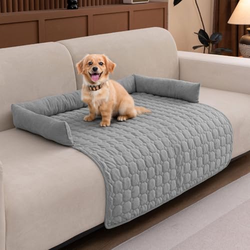 OKYUK Hundedecke Sofa, rutschfest Sofaschutz Hund, Hundebett für Sofa Waschbar Hundedecke, Hundekissen mittelgroße Hunde (Hellgrau, 90 * 90cm) von OKYUK