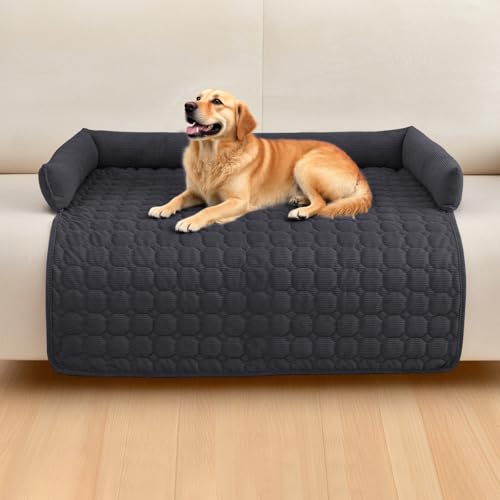 OKYUK Premium Hundebett - Sofaschutz für Haustiere, handgefertigtes und waschbares Hundekissen, Flauschige Hundematte für alle Größen (Kord Kunkelgrau, 75 x 75CM) von OKYUK