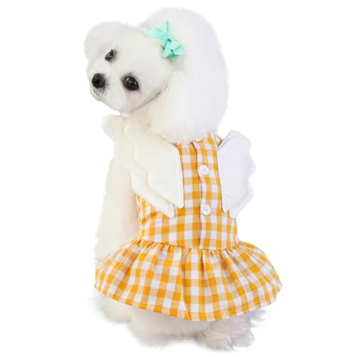 Atmungsaktives, dekoratives Hundekostüm für Hunde, leicht, niedlicher Flügel: Kleid, Baumwolle, lustige Prinzessinnenkleidung, mittelgroß, für kleine Partys, Welpen, kariert Atmungsaktives, dekoratives Hundekostüm für Hunde, leicht, niedlicher Flügel: Kleid, Baumwolle, lustige Prinzessinnenkleidung, mittelgroß, für kleine Partys, Welpen, kariert von OLACD