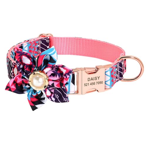 Einzigartiges, verstellbares Haustierhalsband mit abnehmbarem, niedlichem Blumendruck-Design, personalisierter Hals, dekoratives Zubehör für Hunde, Blumenmuster von OLACD