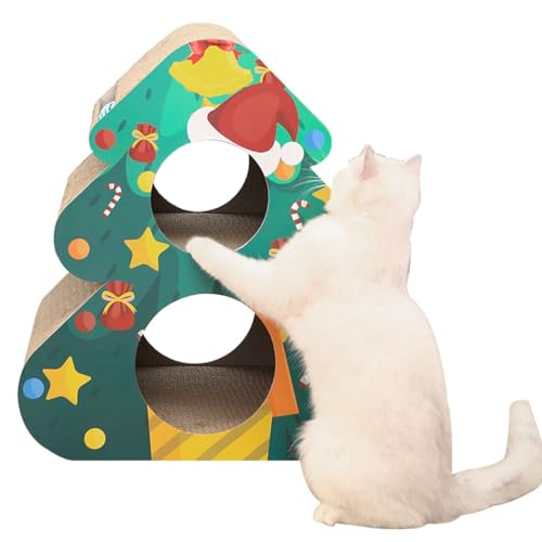 Festliche süße Weihnachten Katze Kratzhaus Kratzfest mit Wellkugeln Lustiger Kratzbaum von OLACD
