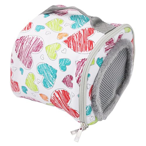 Hamster-Reisetasche aus atmungsaktivem weichem Segeltuch mit modischem Herzdruck, tragbare und flauschige Ratten-Tragetasche von OLACD