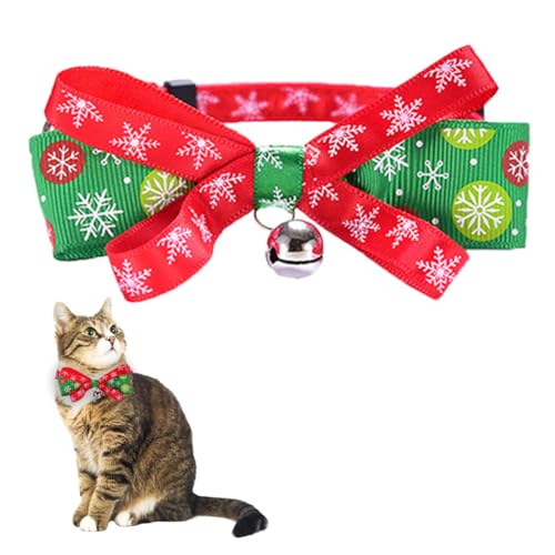 Handgefertigtes Weihnachts-Halsband mit Fliege für Haustiere mit verstellbarem Design und Glöckchen, niedliches und einzigartiges Hunde-/Katzenzubehör von OLACD