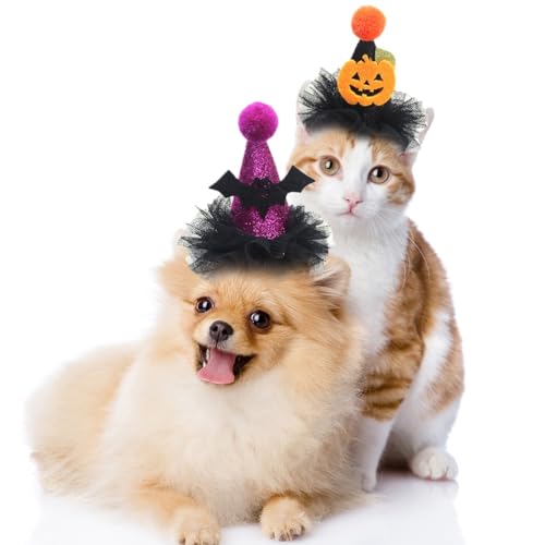 Haustier-Hexenkostüm, lustiger Kürbis, Fledermaushut für Hunde, verstellbar, wiederverwendbar, weich, universal, Foto-Requisite, Haustier-Partyhut für Halloween von OLACD