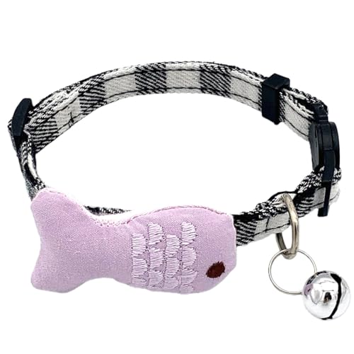 Haustierhalsband aus Baumwolle mit Glöckchen: niedliches verstellbares Kätzchen, Sicherheitsfisch, Vintage, klassisch, lustig, tragbar Haustierhalsband aus Baumwolle mit Glöckchen: niedliches verstellbares Kätzchen, Sicherheitsfisch, Vintage, klassisch, lustig, tragbar von OLACD