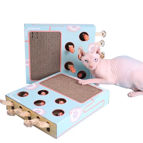 Interaktives Pappe Katze Punch Spiel Spielzeug mit Holz Kratzunterlage für Kätzchen - Lustige Katze Wellpappe Kratzbrett Interaktives Pappe Katze Punch Spiel Spielzeug mit Holz Kratzunterlage für Kätzchen - Lustige Katze Wellpappe Kratzbrett von OLACD