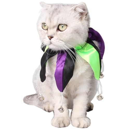 Katzenhalsband mit Clown-Kostüm und Glocke – einzigartige Kätzchenbekleidung für Halloween-Kostümpartys von OLACD