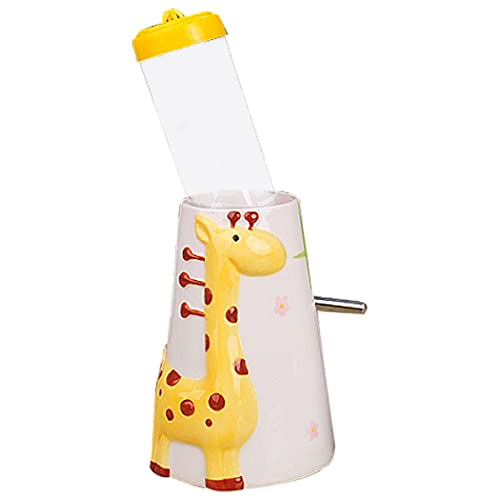Keramik-Hamster-Wasserflasche, geräuschlos, auslaufsicher, mit stabilem Design, Ratten-Wasser-Futterstation, kleiner Haustier-Getränkespender mit Giraffenmuster von OLACD