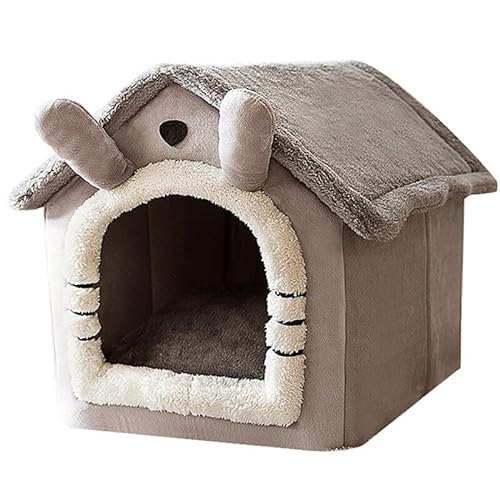 Kuscheliges Plüsch-Haustierhöhle, warmes Bett, niedliches Haus, weich, für Hunde und Katzen, waschbar von OLACD