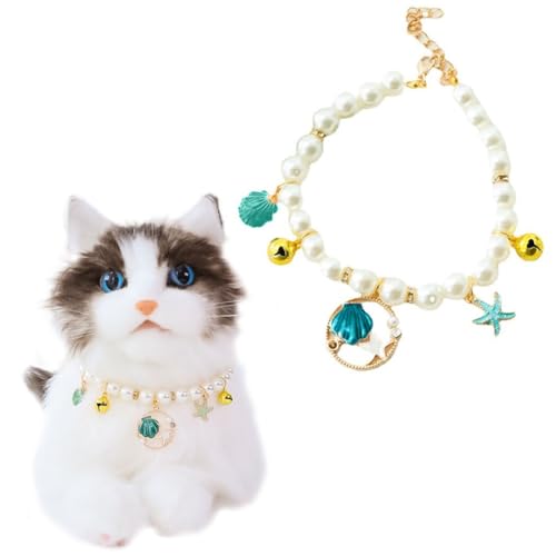 Modische verstellbare schöne Halskette, kleines Halsband, groß, mittelgroß, Muschel, Kätzchen, einfach, niedlich für Katzen und Haustiere von OLACD