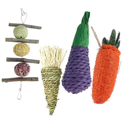 OLACD 4 x Hasenspielzeug zum Kauen: leichtes natürliches Kaninchen-Luffa-Karotte, hängbares Meerschweinchen-Spielzeug OLACD 4 x Hasenspielzeug zum Kauen: leichtes natürliches Kaninchen-Luffa-Karotte, hängbares Meerschweinchen-Spielzeug von OLACD