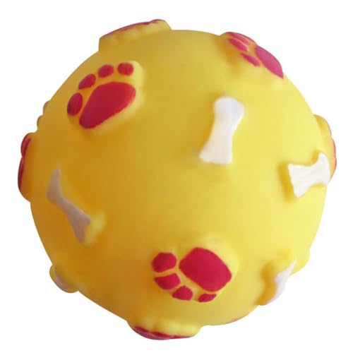 OLACD Bone-Print Interaktiver Quietschender Spielzeugball für Hunde, Kauen Welpenball für Zahngesundheit von OLACD