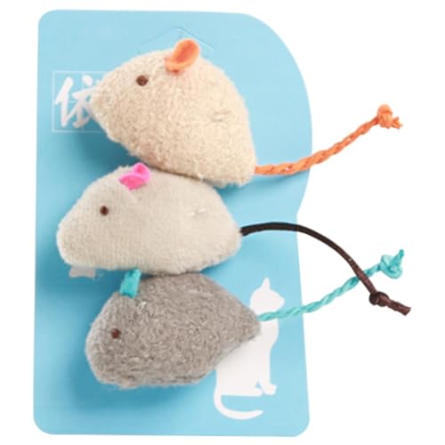 OLACD Cartoon-Maus-Spielzeug-Set für Katzen, 3-teilig, gefüllt, bissfest und lustig mit Katzenminze – niedliches Haustierspielzeug OLACD Cartoon-Maus-Spielzeug-Set für Katzen, 3-teilig, gefüllt, bissfest und lustig mit Katzenminze – niedliches Haustierspielzeug von OLACD