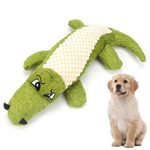 OLACD Crinkle Cartoon Krokodil Quietschendes interaktives Tier-Welpenspielzeug für Hunde, lustiges gefülltes Kauspielzeug für drinnen und Zuhause von OLACD