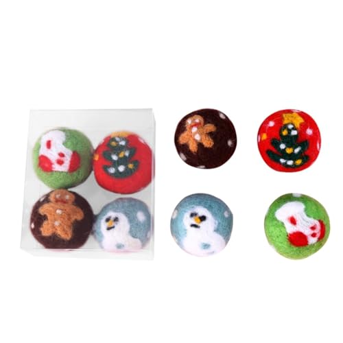 OLACD Filzball für Hunde, aus weichem Stoff, für Katzen, Kunstwolle, bunt, handgefertigt, 4 Stück OLACD Filzball für Hunde, aus weichem Stoff, für Katzen, Kunstwolle, bunt, handgefertigt, 4 Stück von OLACD