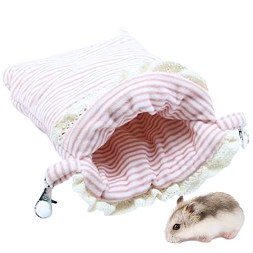 OLACD Hängematte für Kleintiere: leichter Stoffschlafsack im niedlichen Streifen-Design, gemütliches Versteck für Zuckergleiter und Hamster mit thermischem Komfort von OLACD