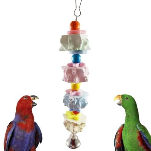 OLACD 【Hängender Papageienschnabelschleifspielzeug】Zähne Backenzahn Stein Kauen Edelstahl Spielzeug für interaktive Papagei von OLACD