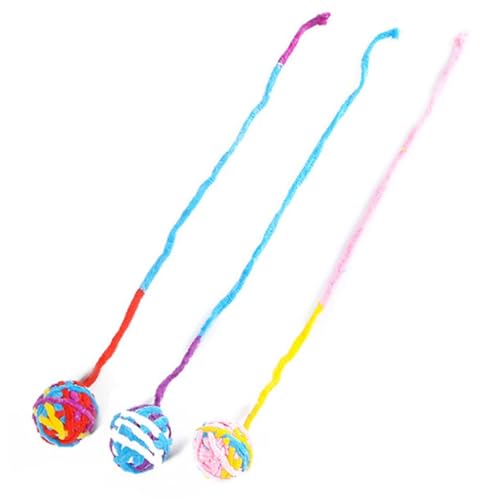 OLACD Handgefertigtes Kätzchen-Ball-Spielzeug, bissfeste Glocke mit Schwanzverzierung, 3 weiche Katzenspielkugeln OLACD Handgefertigtes Kätzchen-Ball-Spielzeug, bissfeste Glocke mit Schwanzverzierung, 3 weiche Katzenspielkugeln von OLACD