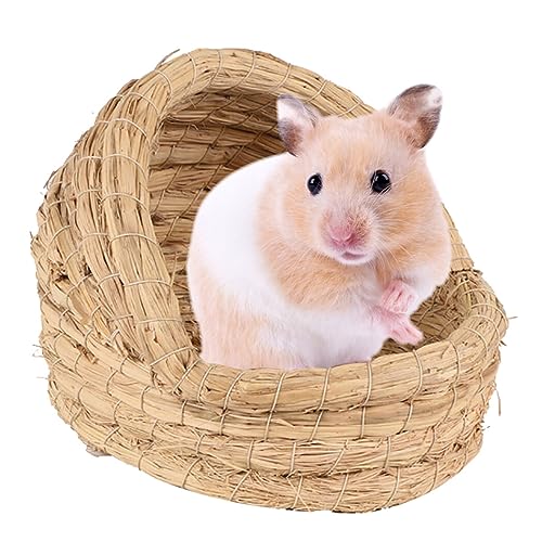 OLACD Höhlenbett, Haustier, kleiner Hamster, kreatives Design, Hausschuh, Versteck aus gewebtem Hamster von OLACD