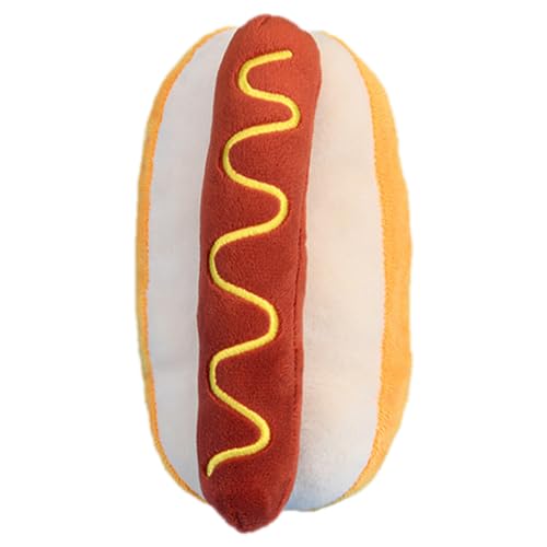 OLACD Hot Dog geformtes Kauspielzeug für Hunde – langlebiges, bissfestes und quietschendes Plüschspielzeug für Haustiere von OLACD