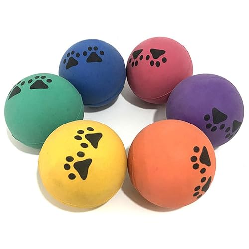 OLACD Hüpfball aus Gummi mit lustigem Pfotenabdruck – interaktives Apportierspielzeug für Haustiere, Outdoor, langlebiger, runder Spielball von OLACD
