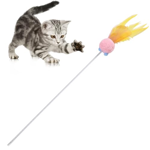 OLACD Interaktiver Kätzchen-Zauberstab, Spielzeug, Plüsch, Kunstfedern, Neuheit, Klang, glänzend, Acryl, Katzenspielzeug OLACD Interaktiver Kätzchen-Zauberstab, Spielzeug, Plüsch, Kunstfedern, Neuheit, Klang, glänzend, Acryl, Katzenspielzeug von OLACD