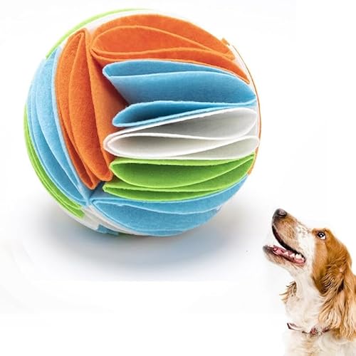 OLACD Interaktiver Schnüffelball aus Filz, Futterspender, Puzzle, Hundespielzeug für Nasenarbeit mit Leckerli-Futter-Funktionen OLACD Interaktiver Schnüffelball aus Filz, Futterspender, Puzzle, Hundespielzeug für Nasenarbeit mit Leckerli-Futter-Funktionen von OLACD