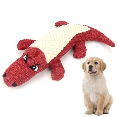 OLACD Interaktives quietschendes Tierspielzeug für Hunde – lustiges Krokodil-Cartoon-gefülltes Kauspielzeug mit Knistergeräusch für Welpen, Zuhause, Indoor-Spaß von OLACD