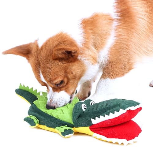 OLACD Kauspielzeug für Hunde, interaktiv, tragbar, lustiges Krokodil, Haustier-Futtersuch-Trainingsspielzeug, realistisch von OLACD